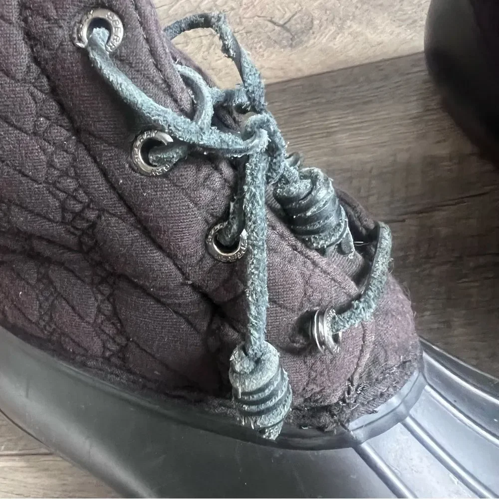 Sperry Saltwater Nylon Quilted Shaft Duck Boots Black Size 8